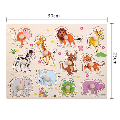 Montessori Wooden Animal Puzzle Board for Kids