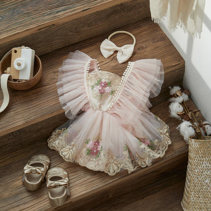 Baby Girl Floral Tulle Princess Romper