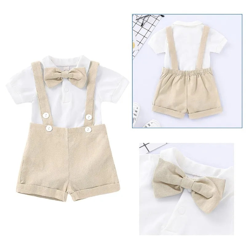 Baby Boy Gentleman Romper & Suspender Set
