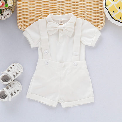 Baby Boy Gentleman Romper & Suspender Set