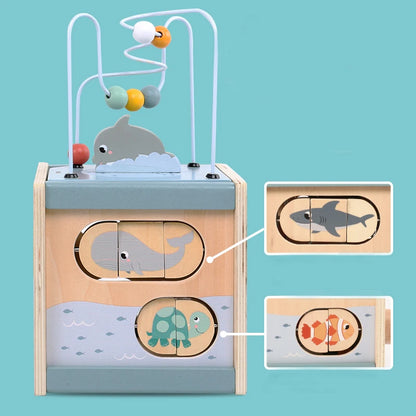 5-in-1 Wooden Activity Cube Montessori Toy