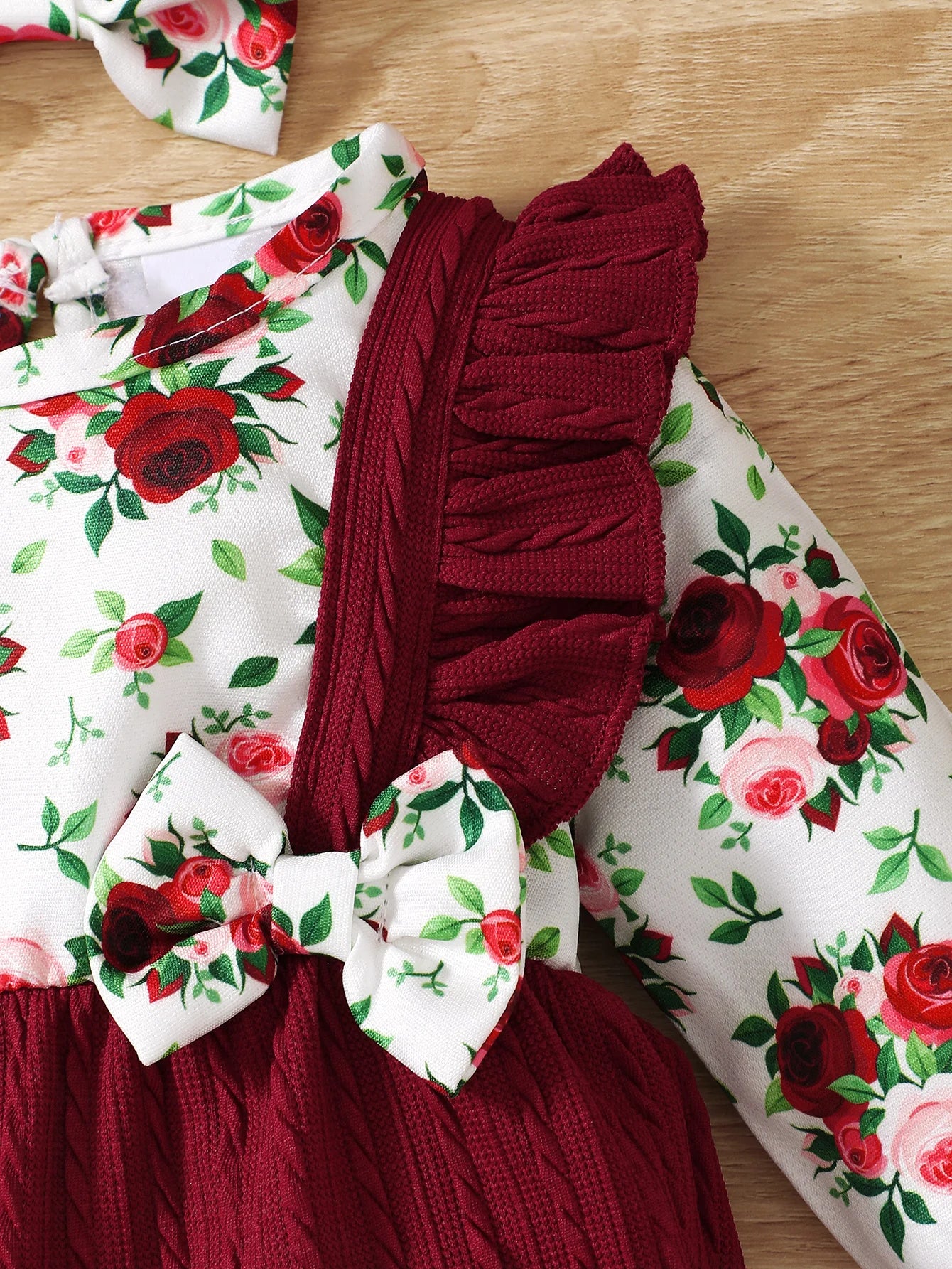 Baby Girl Floral Bow Romper & Headband Set