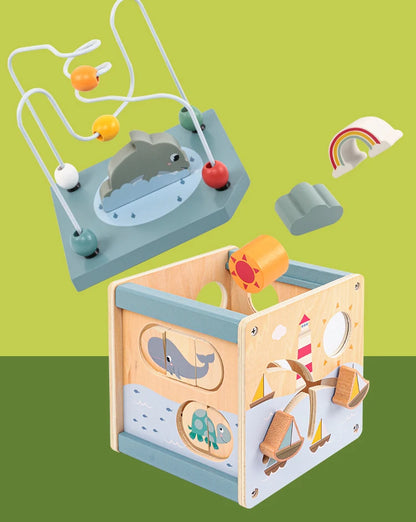 5-in-1 Wooden Activity Cube Montessori Toy