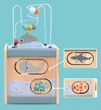 5-in-1 Wooden Activity Cube Montessori Toy