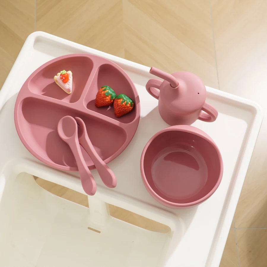 5PCS Baby Silicone Feeding Tableware Set
