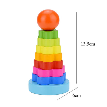 Wooden Rainbow Stacker Ring Montessori Toy
