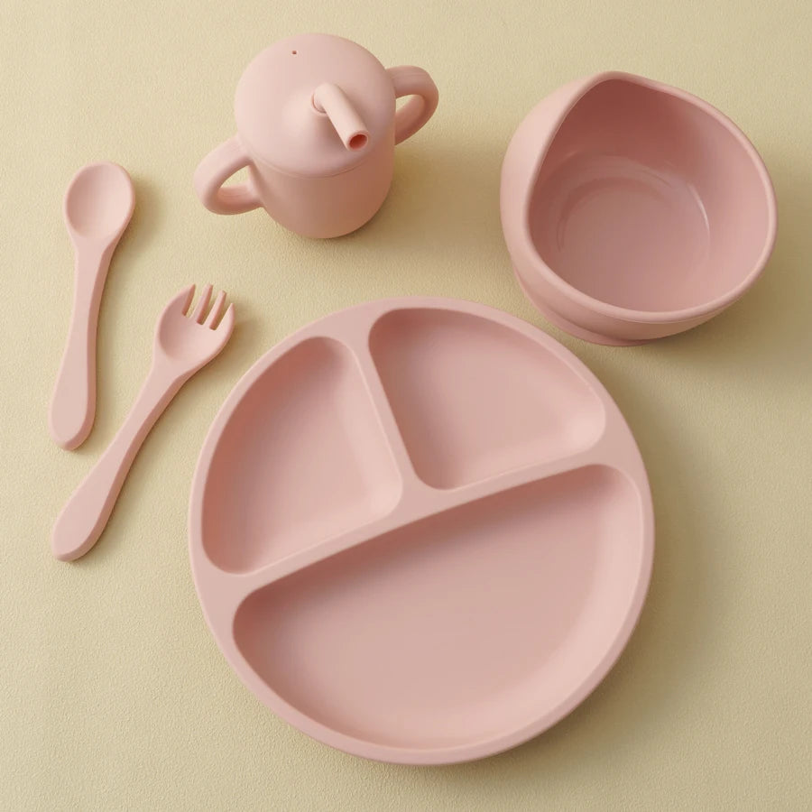 5PCS Baby Silicone Feeding Tableware Set