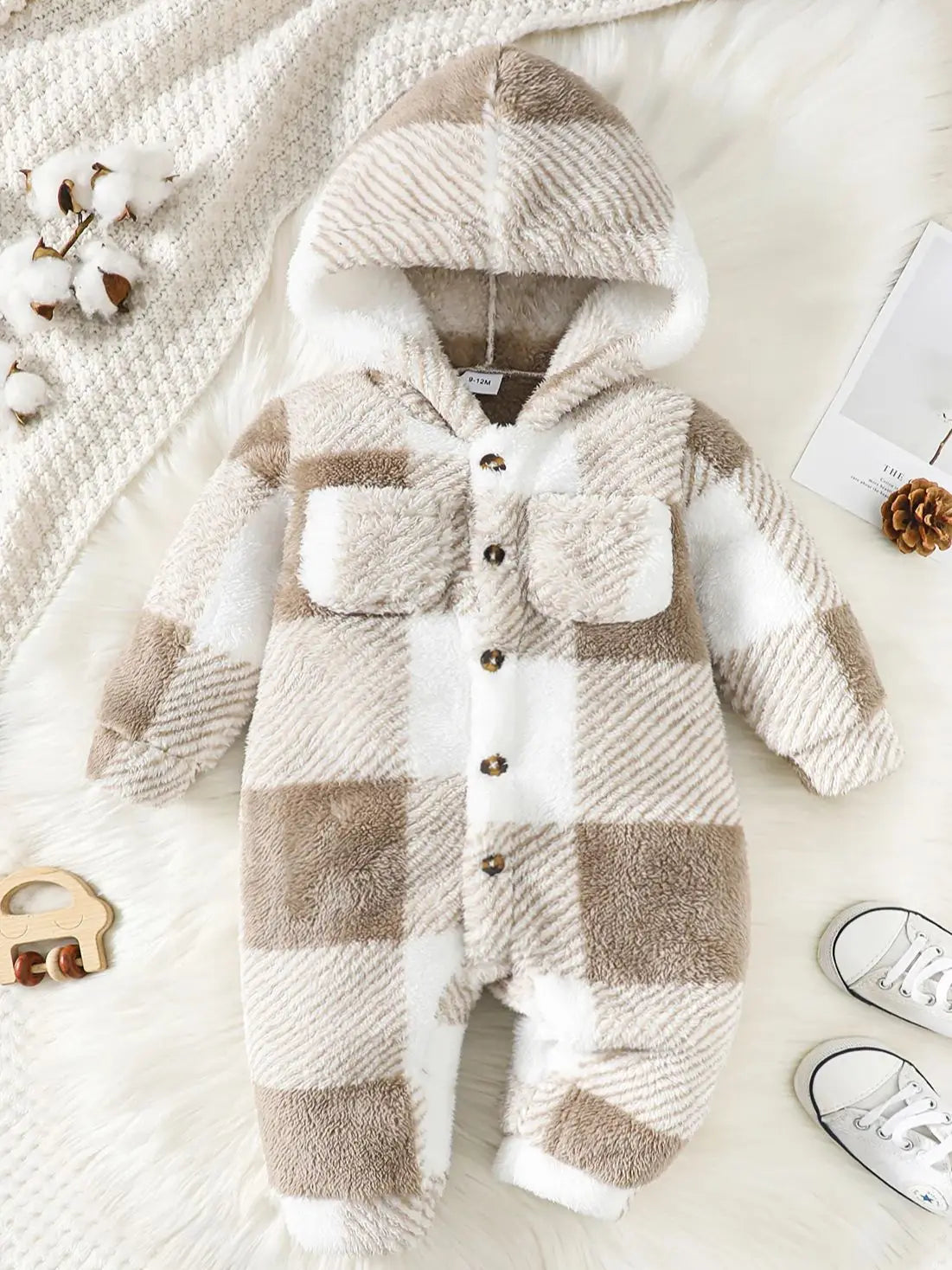 Baby Plaid Hooded Winter Romper