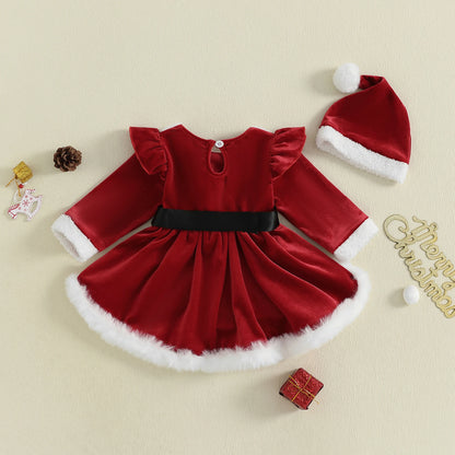 Baby Girl Christmas Santa Bodysuit Dress Set