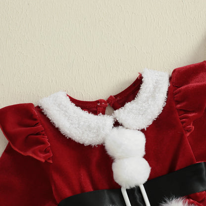 Baby Girl Christmas Santa Bodysuit Dress Set