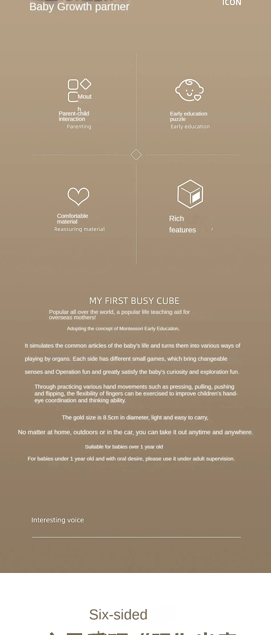 6-in-1 Montessori Sensory Busy Board Cube