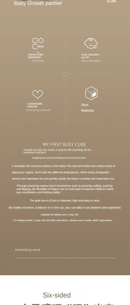 6-in-1 Montessori Sensory Busy Board Cube