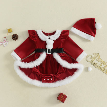 Baby Girl Christmas Santa Bodysuit Dress Set