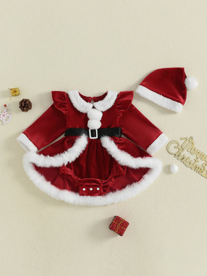 Baby Girl Christmas Santa Bodysuit Dress Set
