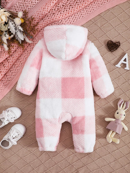 Baby Plaid Hooded Winter Romper