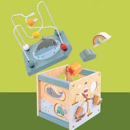 5-in-1 Wooden Activity Cube Montessori Toy