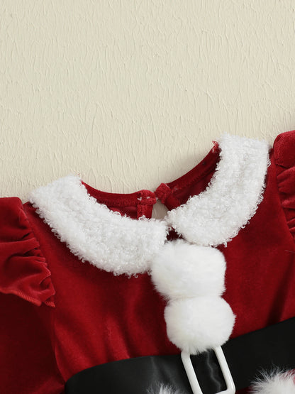 Baby Girl Christmas Santa Bodysuit Dress Set