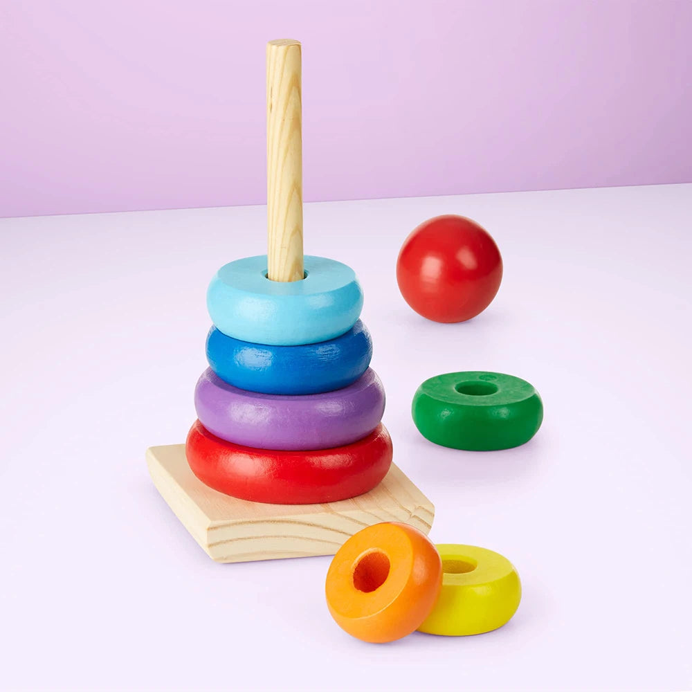 Wooden Rainbow Stacker Ring Montessori Toy