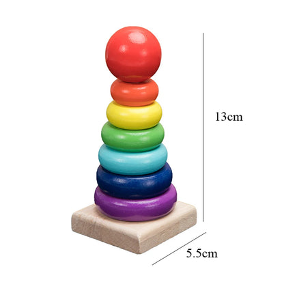 Wooden Rainbow Stacker Ring Montessori Toy